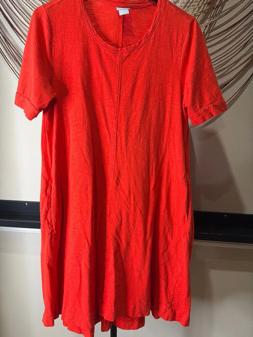 Chico’s orange V-neck T-shirt dress with pockets cotton blend m 3225